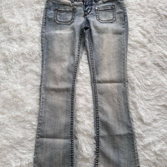 WALLFLOWER Women's Bootcut Jeans Medium Wash Dark Gray Denim Flared Size 28 - Picture 3 of 16